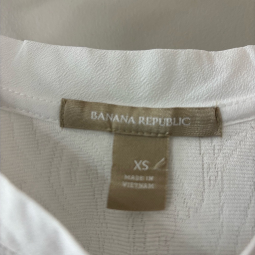 Banana Republic White Jacquard Top Quilted Scoop Back 3/4 Sleeve - Picture 2 of 5
